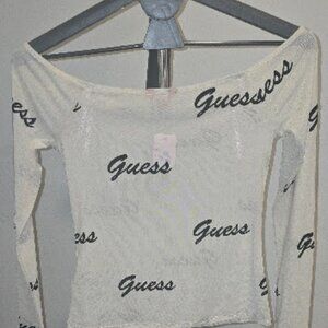 *NEW*Guess Women's Black and Cream Blouse